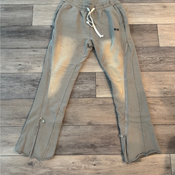 Beige Flared Sweatpants with Zipper Details - Picture 1 of 1